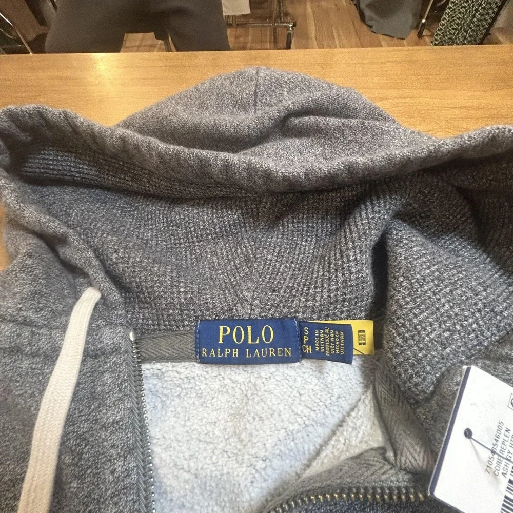 Polo Ralph Lauren Hoodie Mens S Gray Fleece Full Zip Logo NWT *NO ZIPPER PULL